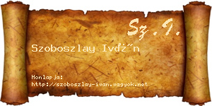 Szoboszlay Iván névjegykártya
